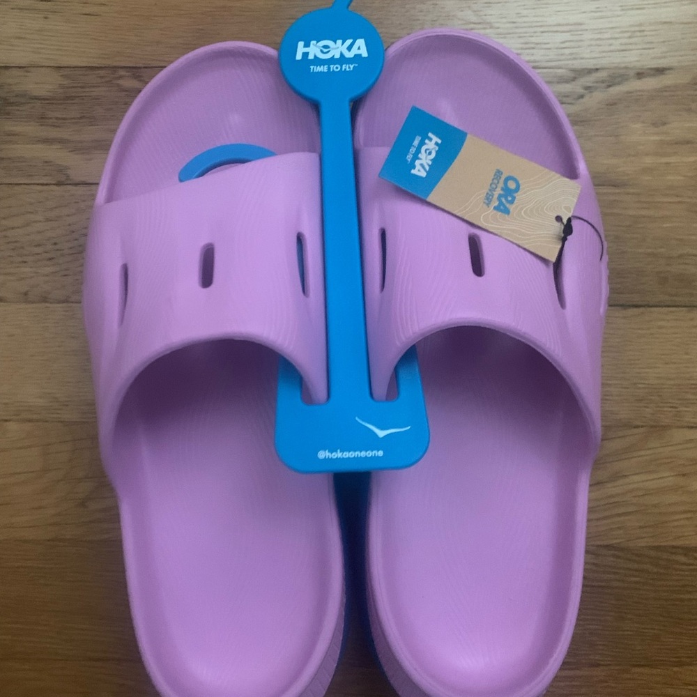 NEW Hoka Ora Recovery Slide 3 Slip On Sandals Cyclamen/ Coastal Sky - Picture 6 of 8